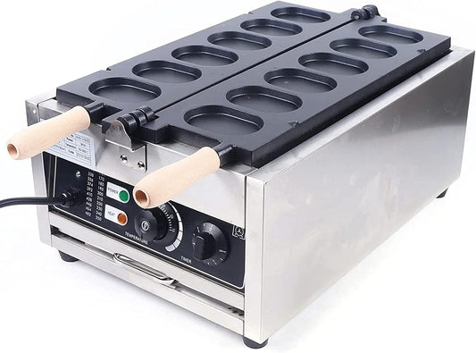 3000W Commercial Stainless Steel Egg Breads Maker,6Pcs Electric Waffle Machine Pancake Egg Bread Maker with Nonstick Baking Molds,for Commercial Home DIY Cooking,