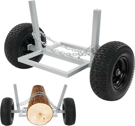 24” Log Skidding Arch& Holder Set, Steel Tow Behind Trailer, 1600 lbs Capacity Steel Rustproof Log Dolly with Chain, Dolly Set for Farm Wood Transport - Silver