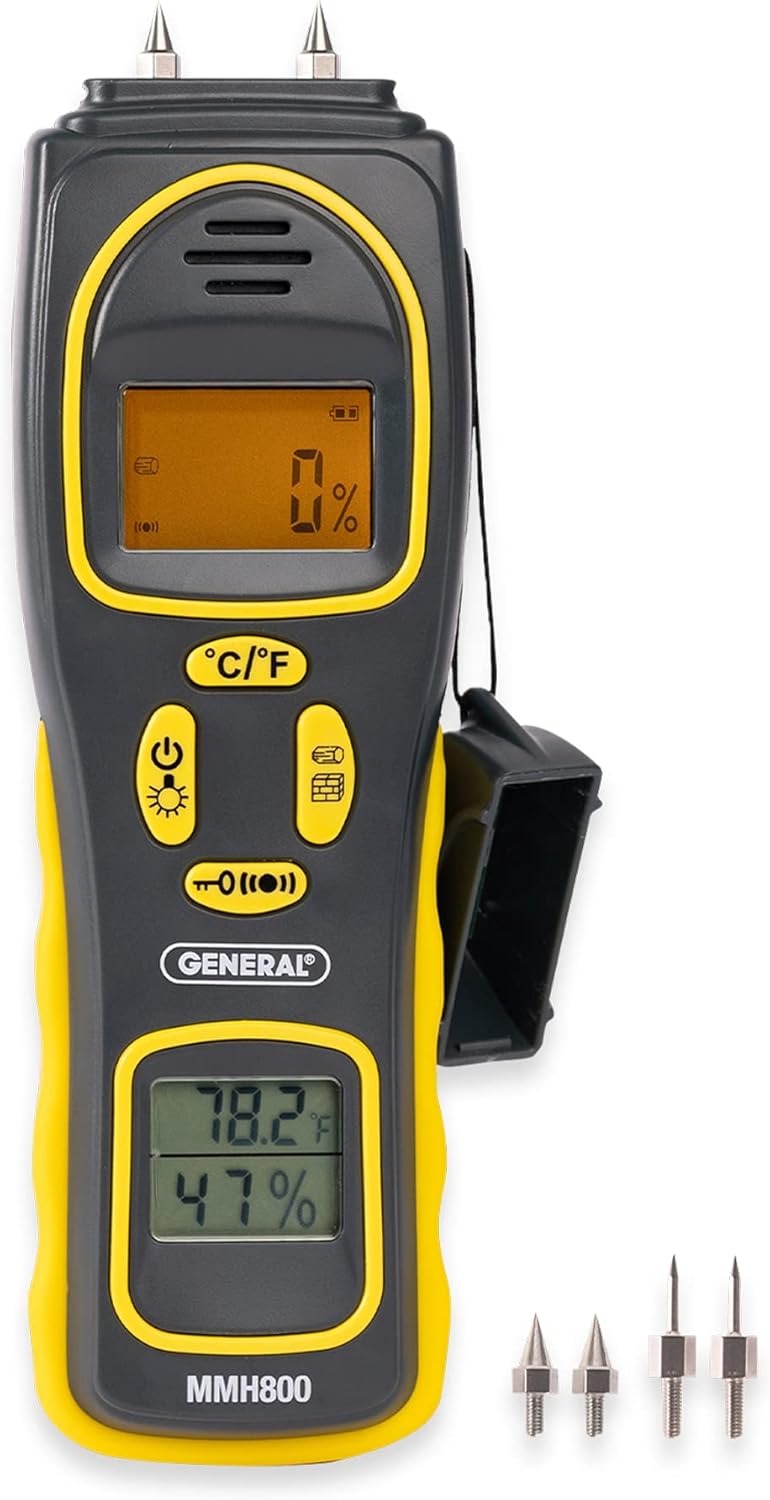 General Tools MMH800 Pin\/Pinless Moisture Meter w\/Temp and Humidity