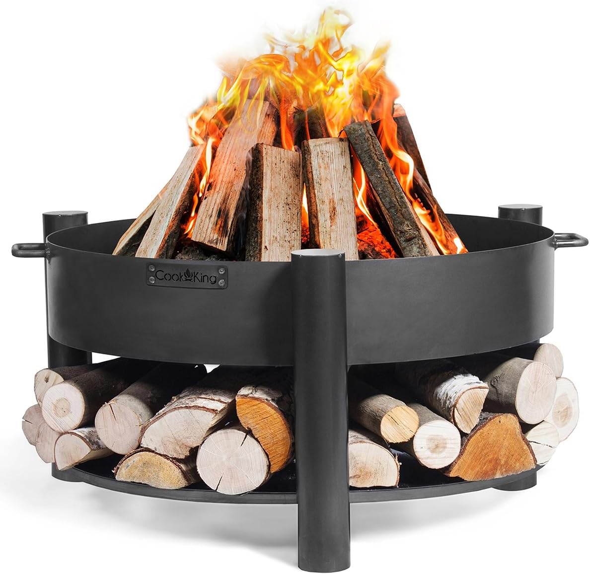 Hearth 24" Cooking Fire Pit, Wood Burning Fireplace for Backyard Entertaining Grilling Campfire for Portable Camping, Large Outdoor Handcrafted Steel Firepit by Good Directions