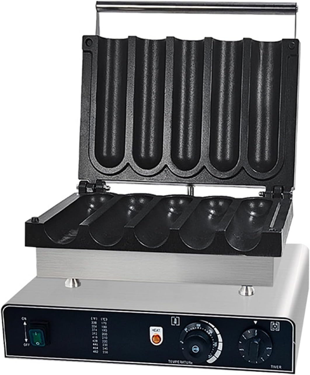 5Pcs Stainless Steel Mexican Chicken Burrito Machine,Fresh Meat Chicken Rolls Waffle Maker,Chicken Loaf Machine with Timer and Temperature Control for Small Mexican Twister