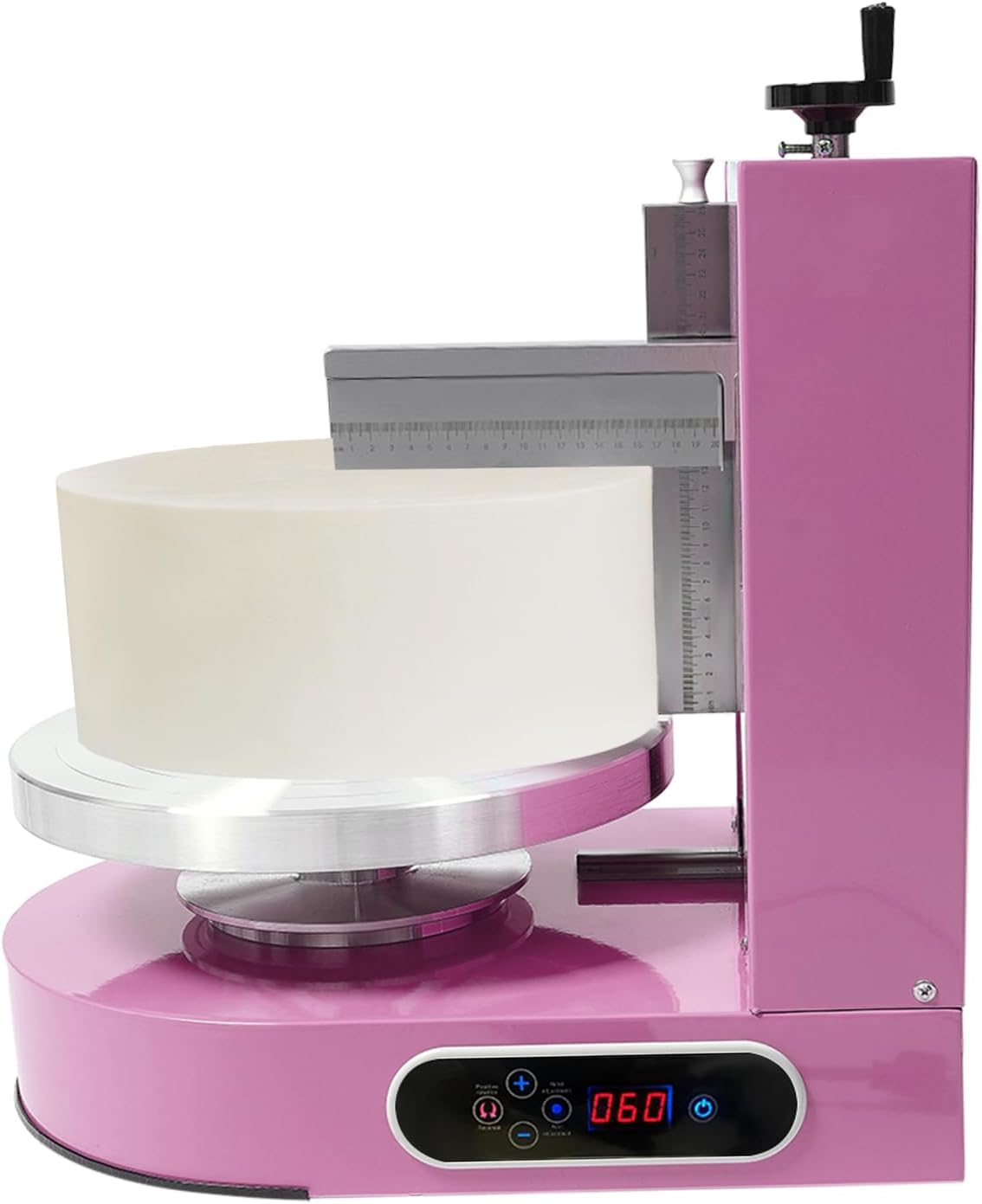 JIAOYINZI 4-12in Cake Cream Machine, 200W Cake Cream Spreading Machine with LCD Display,60-320rpm Rotating Speed for Households, Cake Shops, Dessert Shops (Pink) (Pink)