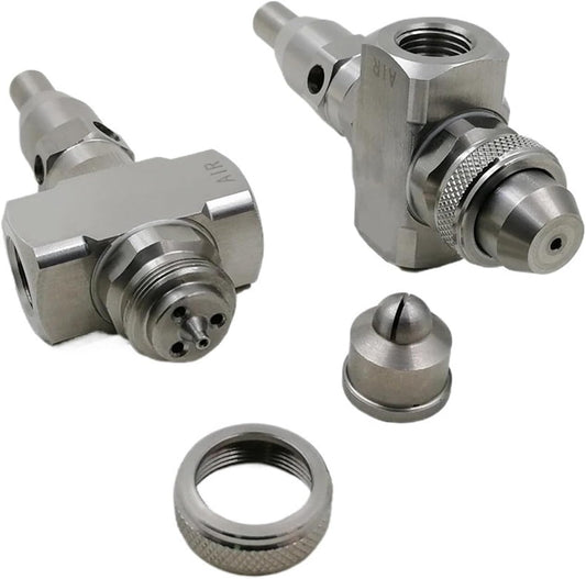 UHAUWNGF 304 Stainless Steel Two-Fluid Atomizing Nozzle - 1\/4" Siphon Pressure Fog Jet with Cleanout Needle Adjustable Mist Spray(Pressure Round Type)