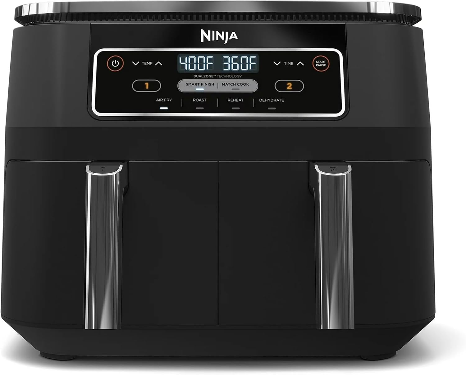 Ninja Foodi 4-in-1 8-Quart 2-Basket Air Fryer with DualZone Technology – Air Fry, Roast, Reheat & Dehydrate, Independent Cooking Zones, Match Cook, Dishwasher Safe, Family Size