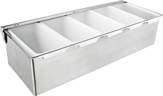 New Star Foodservice 48032 Stainless Steel Condiment Dispenser with 5 Compartments (No Ice Tray)