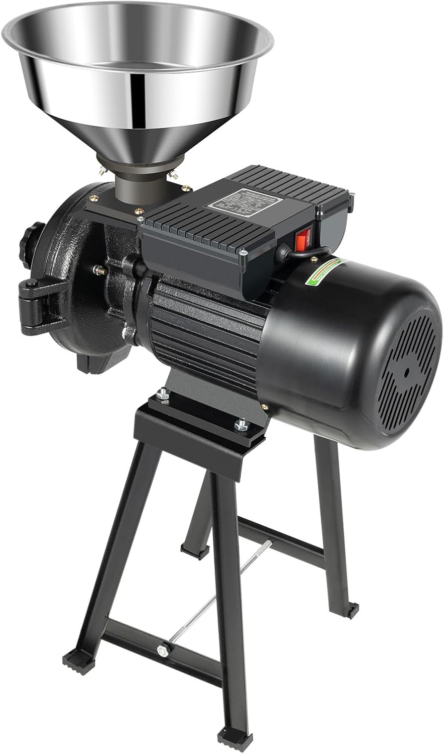 Commercial Electric Grain Grinder Mill, 1500W 110V Wet Dry Cereals Grinder with Funnel, 154LBS\/H Molino Para Moler Maiz, Rice Corn Grain Coffee Wheat Feed Mill Flour Mill (Black+Silver)