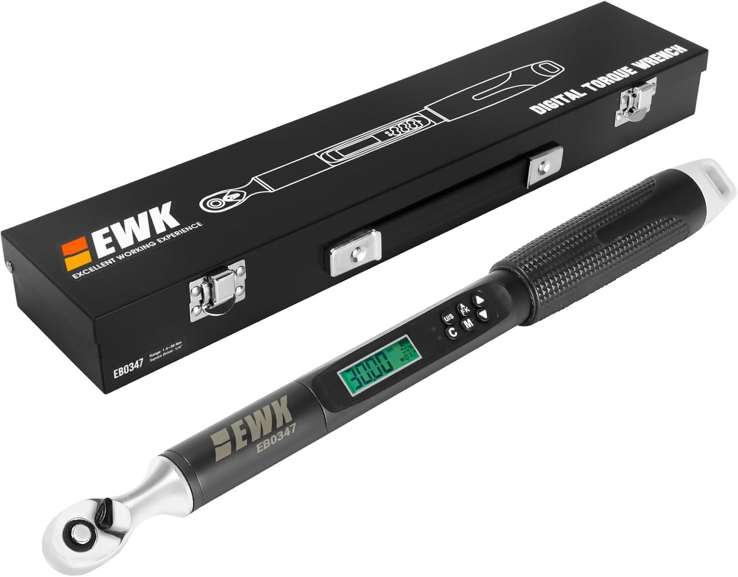 EWK 1\/4" Drive Digital Angle Torque Wrench 1.1-22.1 ft-lbs (1.5-30 Nm), with LED Display & Buzzer, for Bicycles and Precision Machinery