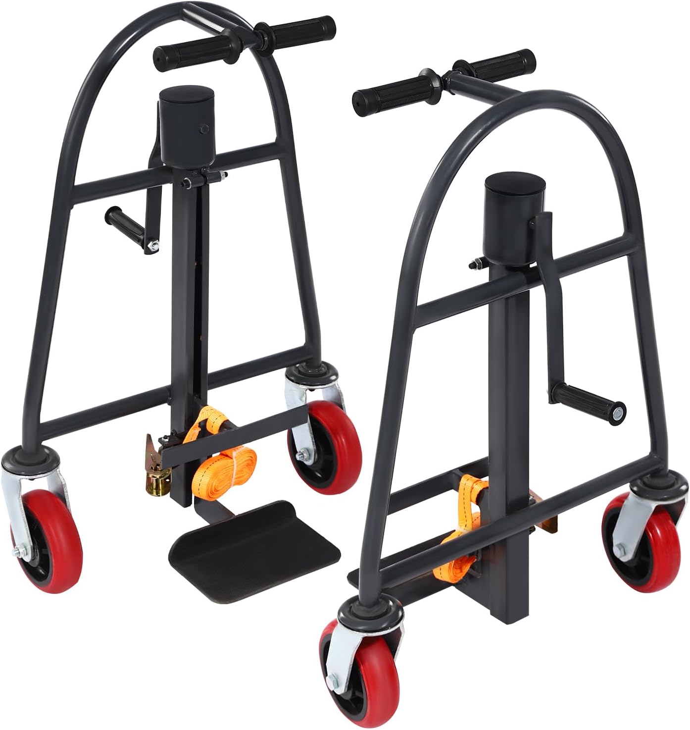 Heavy Duty Furniture Moving Dolly, 1100Lbs Capacity Appliance Mover Hand Truck with 4 Universal Wheels & 2 Lifting Tools, Nylon Straps for Sofa, Refrigerator, Mattress, Home, Office