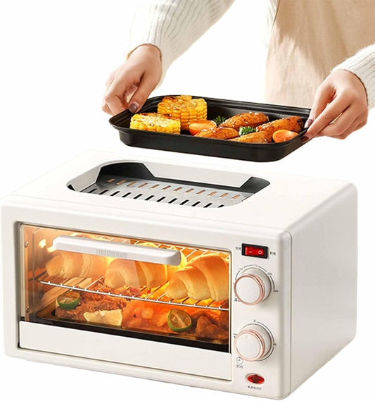 Temperature Controllable Stainless Steel Electric Oven, Large Capacity Double Layer Bake And Grill All-In-One Machine 0~60 Minutes Timer Applies To Family