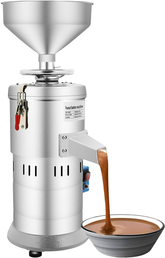 Peanut Butter Maker Machine, 33 Lbs/H Commercial Peanut Butter Machine, Electric Nut Butter Machine Grain Grinder, Peanut Butter Maker Sesame Sauce Grinder for Almonds Sesame 110V 1100W