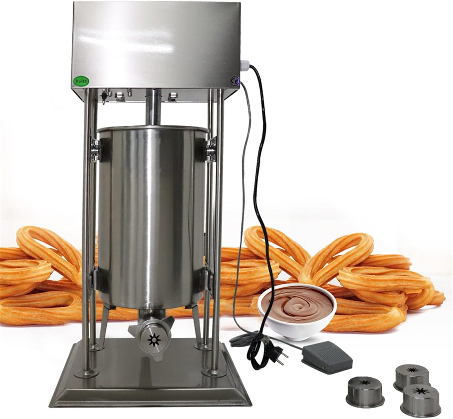 15L Churro Maker Machine,Spanish Donuts Maker,Churro Machine,Stainless Steel Dessert Donuts Filler for Commerial or Home Use