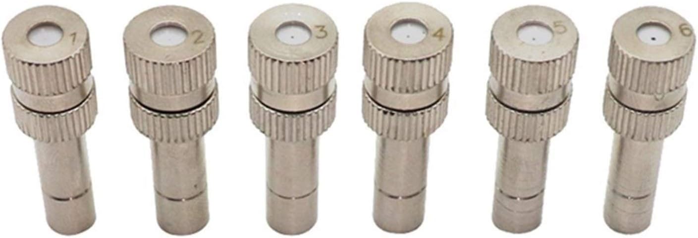 Pfeilzieher 50pcs Brass misting nozzles for Outdoor Cooling System dust Control Mister Nozzle atomizing misting Sprayer Fog nozzles for Garden humidification Landscaping 6mm Size 0 4mm