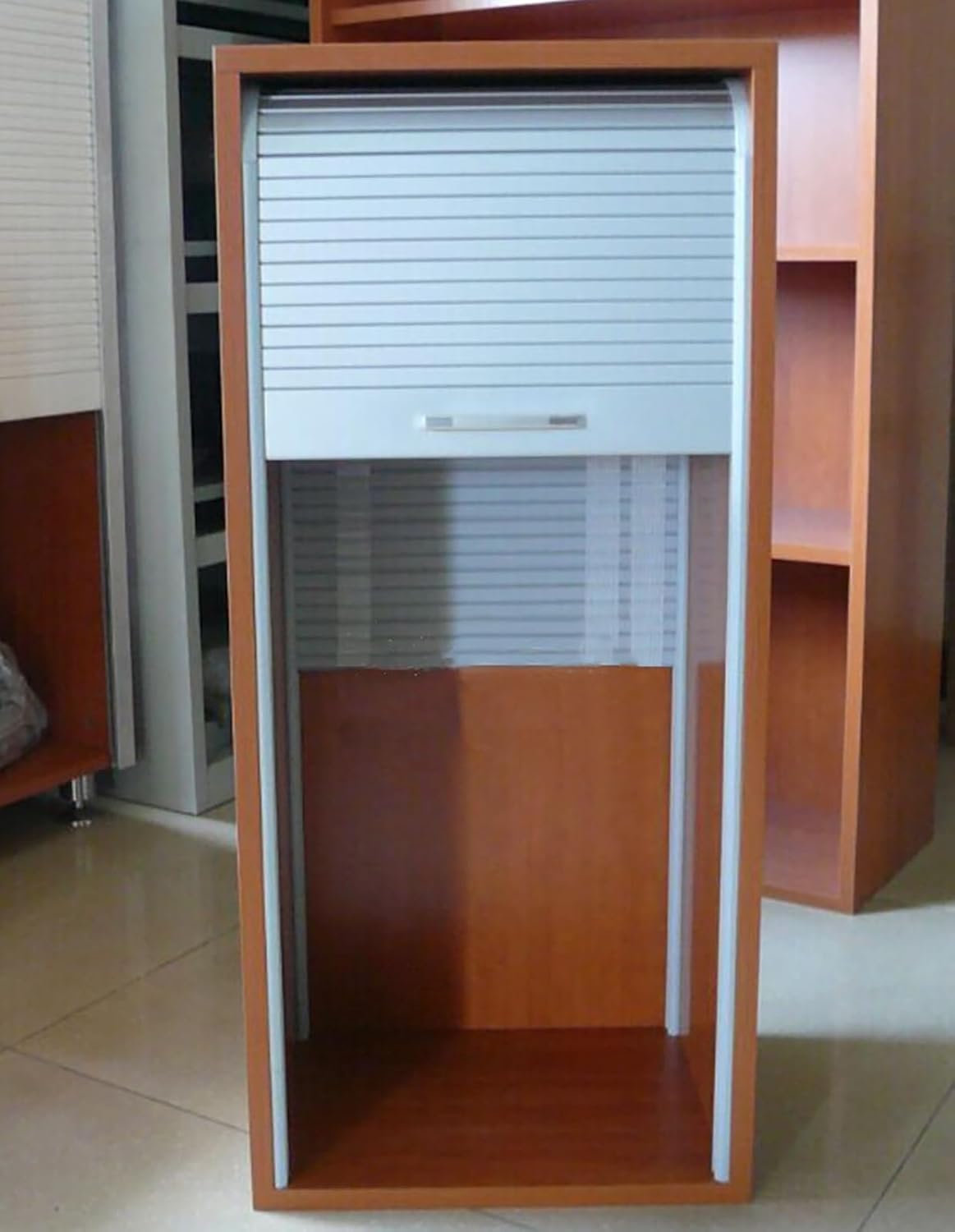 MLYAYE Roll Up Cabinet Doors Kit with Track, White Tension Tambour - Retractable Replacement Panel for Campervan\/Kitchen\/Closet, Appliance Storage Bins Privacy Doors(40x75cm)