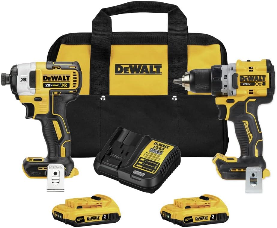 DEWALT 20V MAX* XR Cordless 1\/2 in. Drill\/Driver and 1\/4 in. Impact Driver Kit with (2) 2Ah Batteries & Charger (DCK248D2)