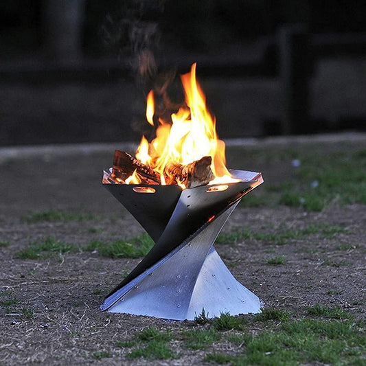 Large Cast Iron Garden Fire Pit Basket for Party,Creative Foldable Fire Pit,Outdoor Heater Firebowl Wood Burning,Stainless Fireplace for Charcoal Burning