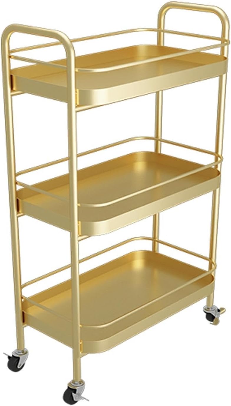 FEELIN Fruit Basket for Kitchen Kitchen Movable Shelves Home 3-Layer Dishes and Condiments Car Bottom Storage Rack Shelf with Casters Kitchen Gadgets