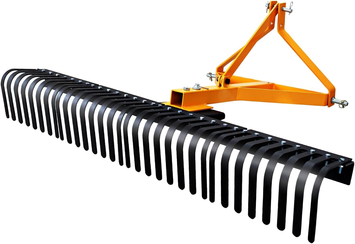 3 Point 5 FT Landscape Rake for Compact Tractors, Fits Category 1 Hookup, Tow-Behind Garden Tool, Landscaper, and Grass Comb