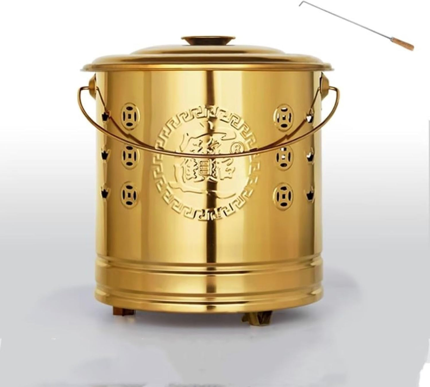 Metal Burn Barrel for Household Waste Stainless Steel Incinerator Barrel with Fire Hook and Lid Fast-Burning Durable Trash Burner for Yards Patios Gardens Outdoor for Disposal Garbage Leaves Paper