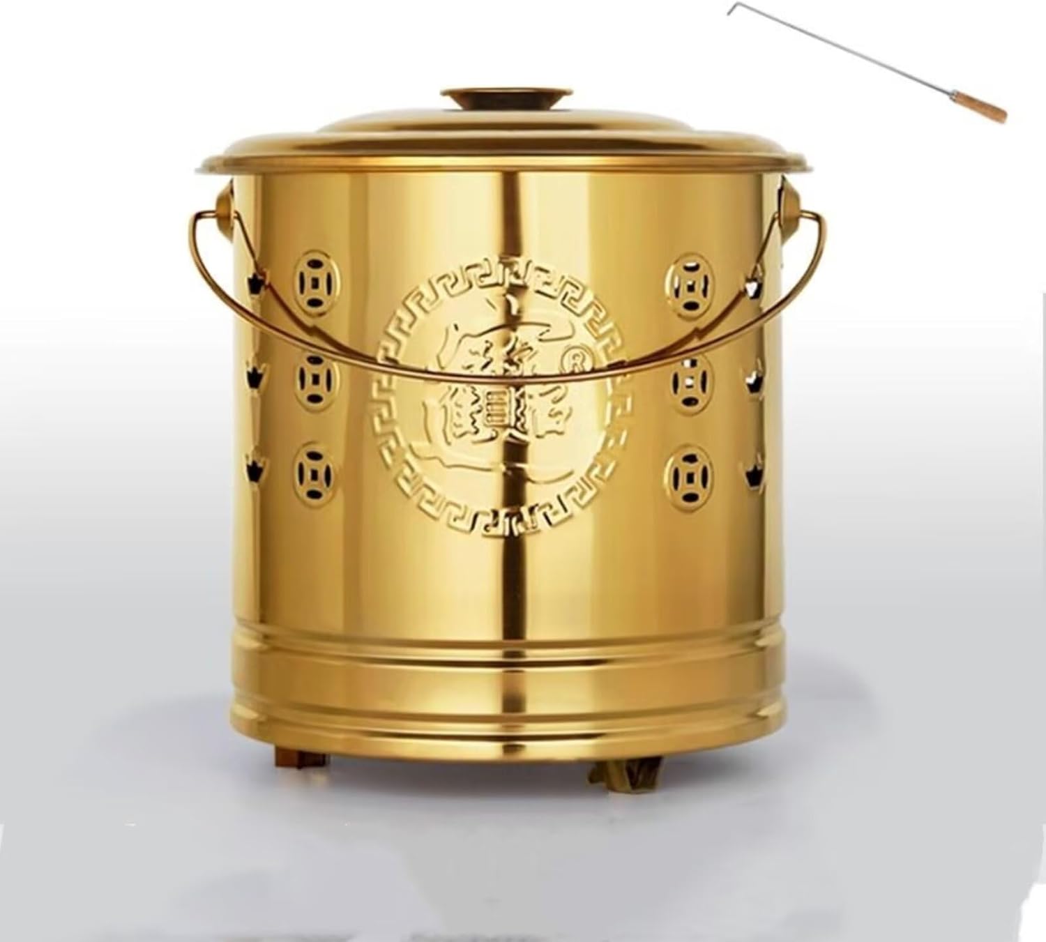 Metal Burn Barrel for Household Waste Stainless Steel Incinerator Barrel with Fire Hook and Lid Fast-Burning Durable Trash Burner for Yards Patios Gardens Outdoor for Disposal Garbage Leaves Paper