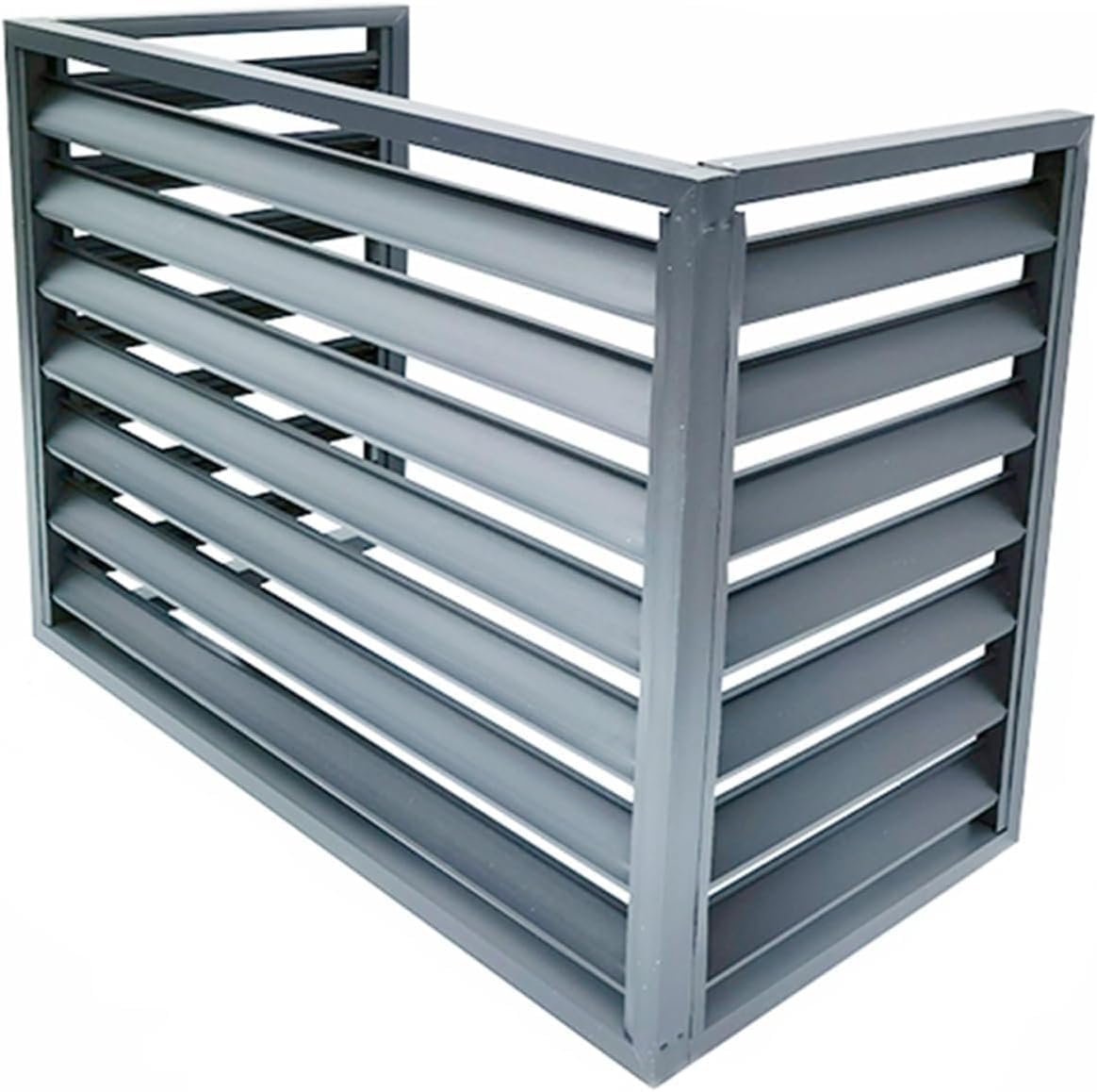 Outdoor Aluminum Air Conditioner Cover, Dustproof Waterproof Protective Frame with Louver Design for AC Units (Gray)