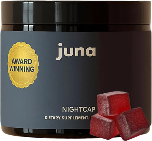 Juna Nightcap Sleep Gummies \u2013 Sugar-Free, All-Natural Sleep Aid with Low-Dose Melatonin, Tart Cherry, GABA, Magnesium, Chamomile & Passionflower \u2013 30 Servings