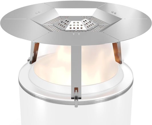 Toriexon Upgraded Heat Deflector for Solo Stove Bonfire 19.5\u2019\u2019, 304 Stainless Steel Heat Diffuser with Detachable Legs & Fix Hoop, Capture and Redirect Warmth, Camping Accessory
