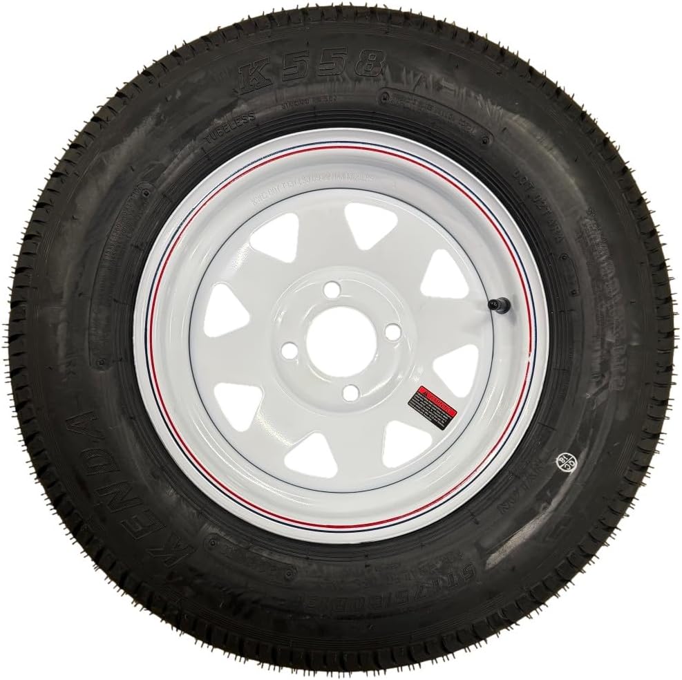 ST175/80D13 | Trailer Tire & Wheel White Spoke | LRC | 4 on 4" Bolt Pattern