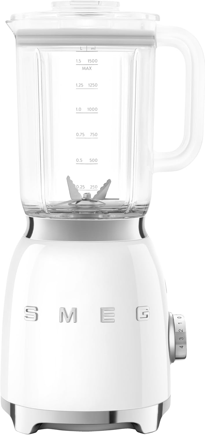 SMEG BLF03 Retro Style Blender \u2013 600W Countertop Blender with 48 oz BPA-Free Jug, 3 Speeds + Pulse, Ice Crush & Smoothie Functions \u2013 50s-Inspired Design-White