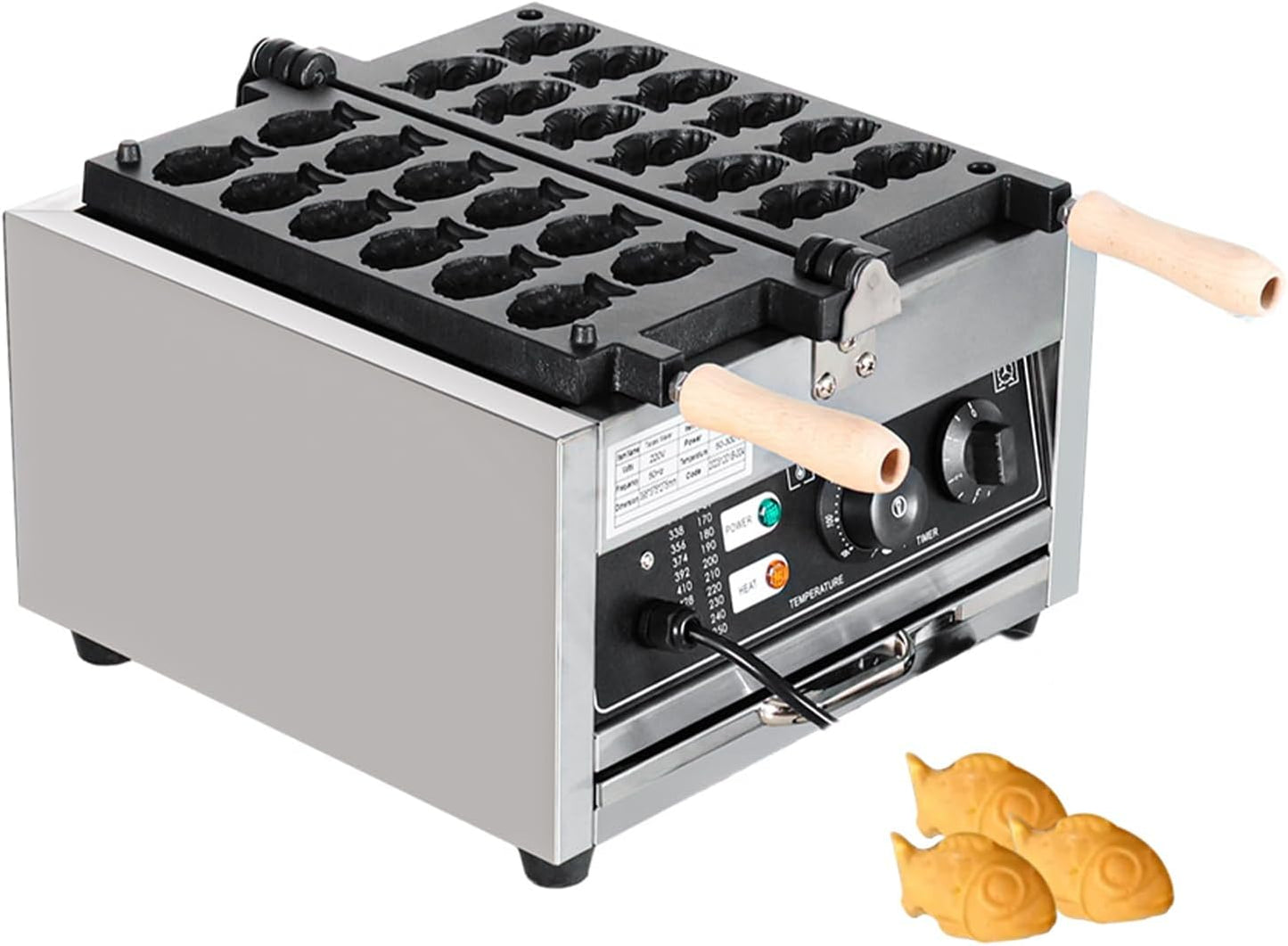 Mini Fish-Shaped Waffle Iron/Taiyaki Waffle Maker/Waffle Maker Shapes/Non-Stick Teflon Coating,50-300℃/122-572℉ Adjustable