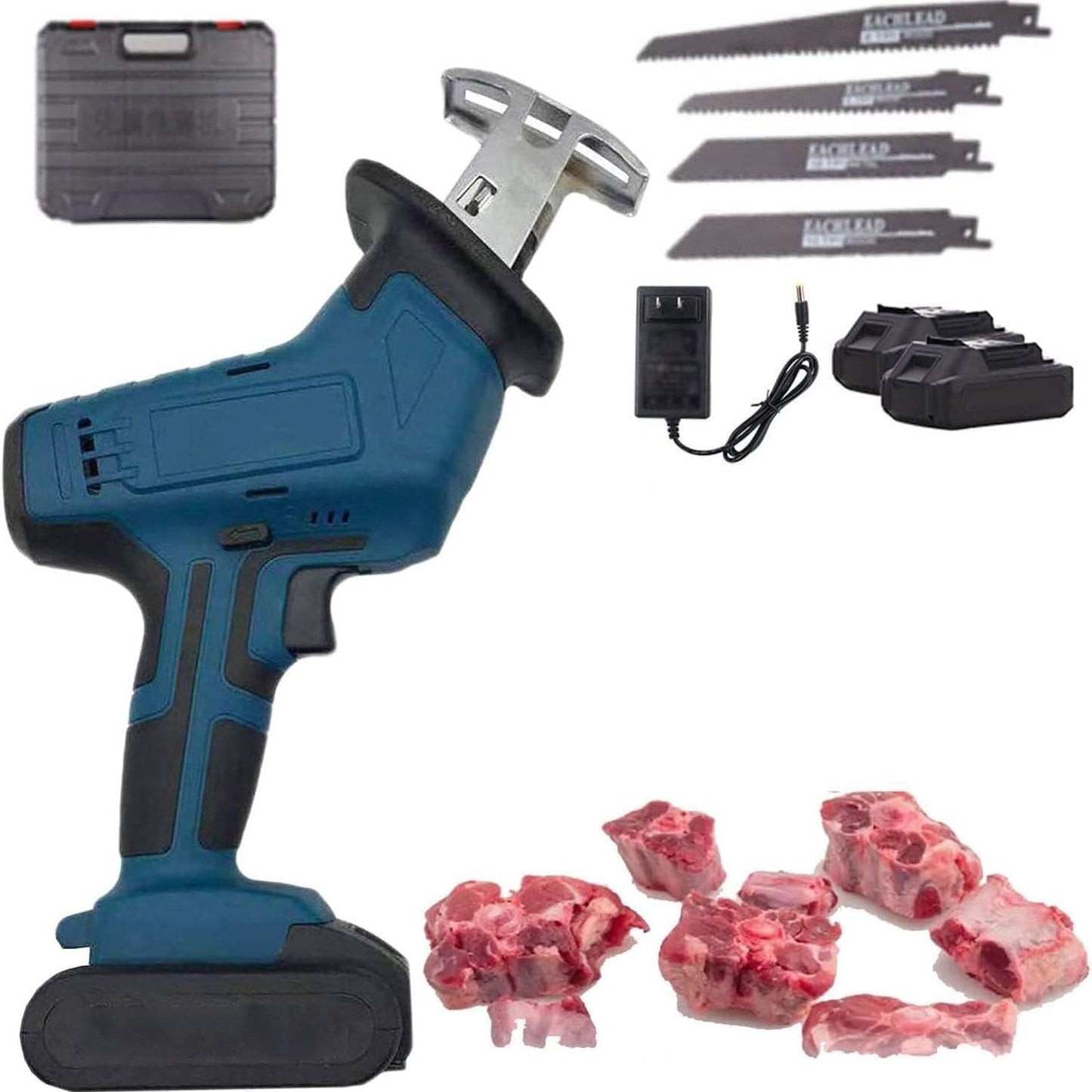 Rechargeable Electric Reciprocating Saw With 4 Blades, Outdoor Portable Small Logging Chainsaw, Portable Saber Saw For Bone, Wood, Metal, PVC