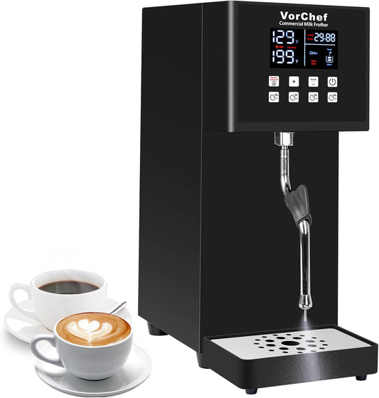 Commercial Milk Frother, 2200W 110V Automatic Steam Machine Electric Steam Milk Frothing Machine Coffee Milk Foam Machine Steamer with LED Display for Tea Coffee Shop