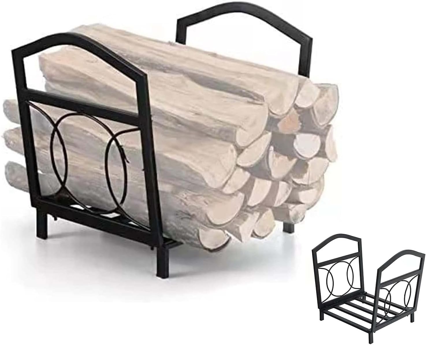 Firewood Rack Stand, Tubular Steel Log Holder Metal Storage Rack for Outdoor Indoor, Firewood Log Holder for Fireplace,