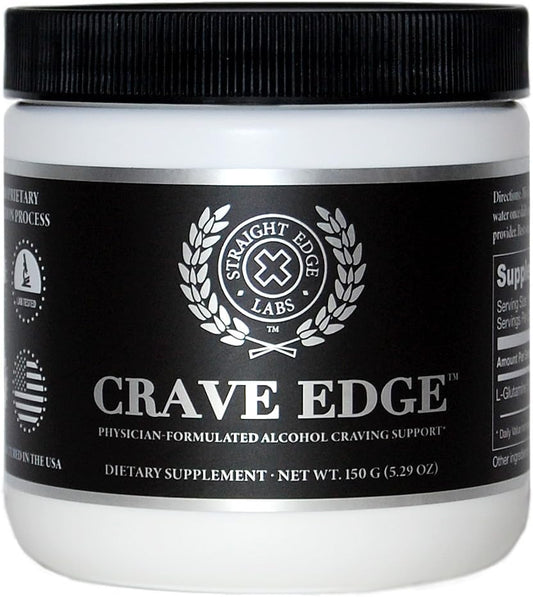 Crave Edge Alcohol Craving Support, Physician-Formulated Anti Alcohol Replacement Drink, Stop Drinking, Liver Detox, Fast Acting, No Big Pills or Bad Taste (150G Powder, 30 Servings)