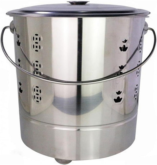 Smokeless Burn Barrel,Burn Barrel, Stainless Steel Burn Barrel Incinerator，Stainless Incinerator Cage with Lid，Garden Burning Fire Bin(Silver,Extra Large 2)