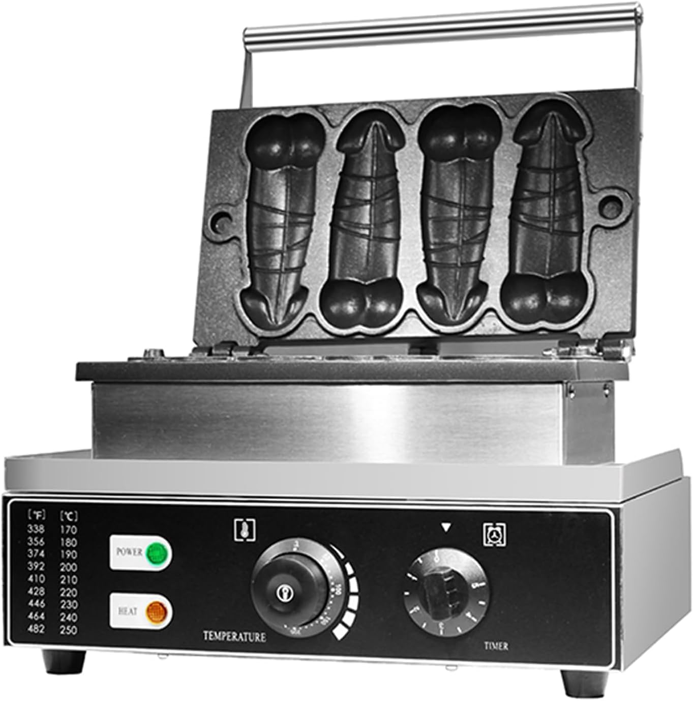 Strange Organ Shape Commercial Waffle Machine, 4 pcs Waffle Maker, Corndog Iron Stainless Steel,