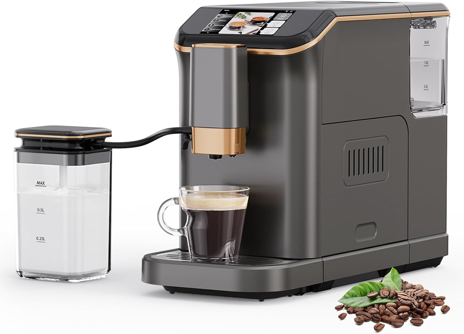 Premium Espresso Maker with Automatic Milk Frother - Super Automatic Espresso Machine 20 Bar Pressure, 1350W Power, Ideal Gift for Coffee Lovers, Manual Espresso Machine Easy Cleanup