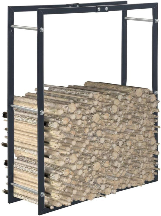 WEMYUFURN Heavy-Duty Steel Firewood Rack with Rectangular Design for Fireplace Log Storage and Organized Wood Holder