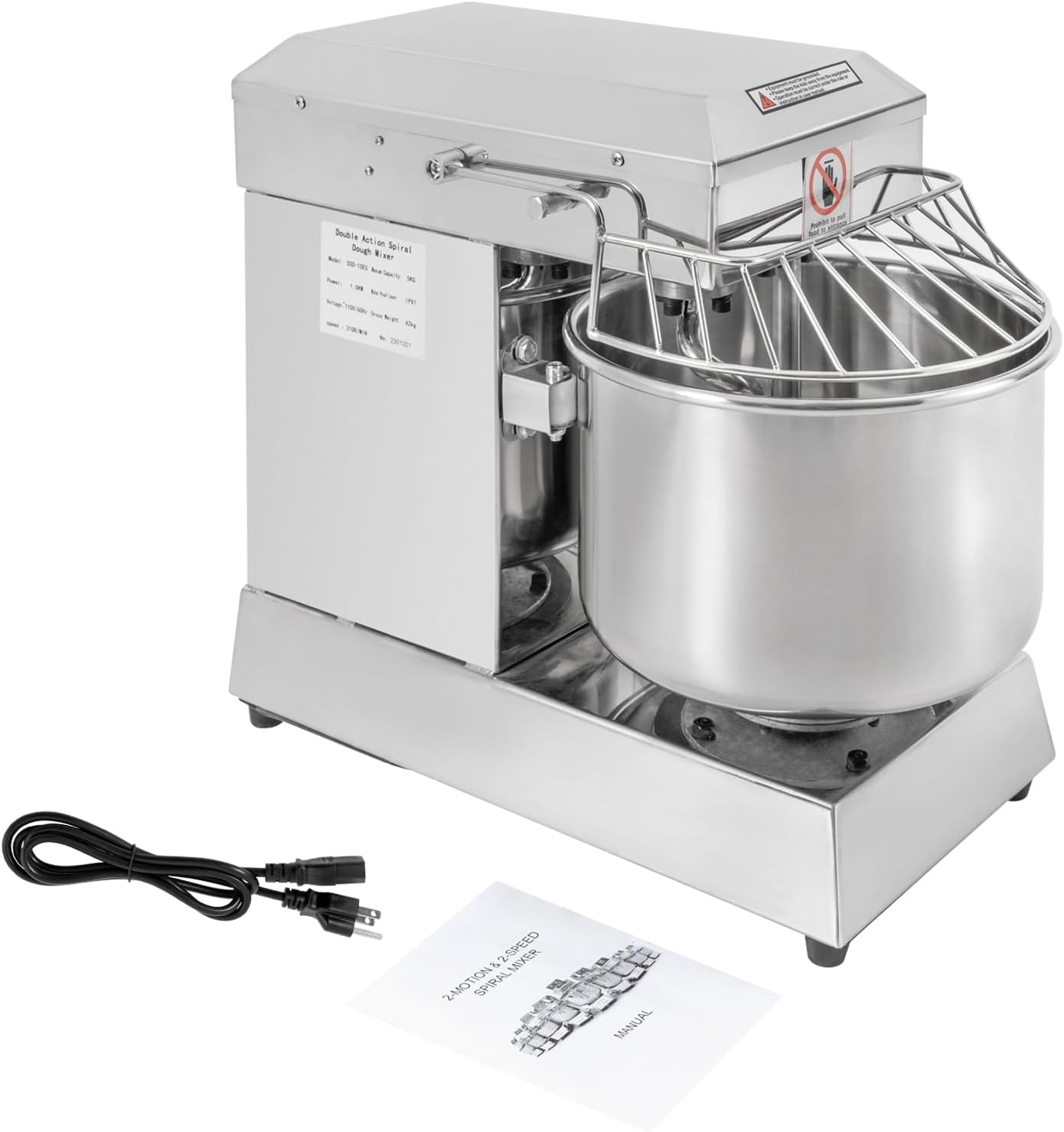Commercial Food Mixer, 750W Electric Dough Mixer Stand Mixer 12QT 2 Speed Pizza Bakery Mixer Electric Intelligent Mixer Kneading Machine Flour Mixer for Bread Pizza Cream Eggs Whipping