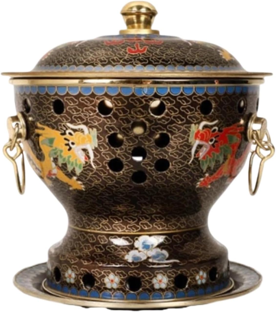 ZOCWJK Chinese Hot Pot Chinese Vintage Style Hotpot Single Cooking Pot with Lid Kitchen Cookware Cookware Hot Pot (Black-18.5 * 22cm