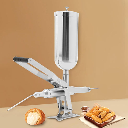 Churro Maker Gun Filling Machine Spanish Donut Maker Manual Control Stainless Steel Dessert Filler 5L Capacity for Restaurant Bakery