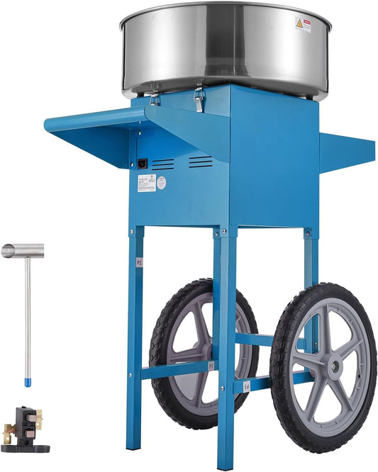 Happybuy 1000W Electric Cotton Candy Machine, Commercial Candy Floss Maker with Stainless Steel Bowl, Sugar Scoop & Drawer, Blue for Home, Parties, Kids Birthday