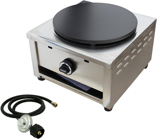 Single LP Gas Crepe Machine 2800Pa Commercial Pancake Maker Nonstick Pan Griddle Machine Table Size 15.75″ for Blintzes Eggs Bacon