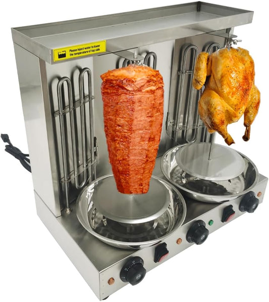 Electric Shawarma Grill Machine Vertical Broiler Rotating Doner Kebab Machine Countertop Gyro Grill Oven Rotisserie Shawarma with 3 Burners for Home Kitchen 3600W