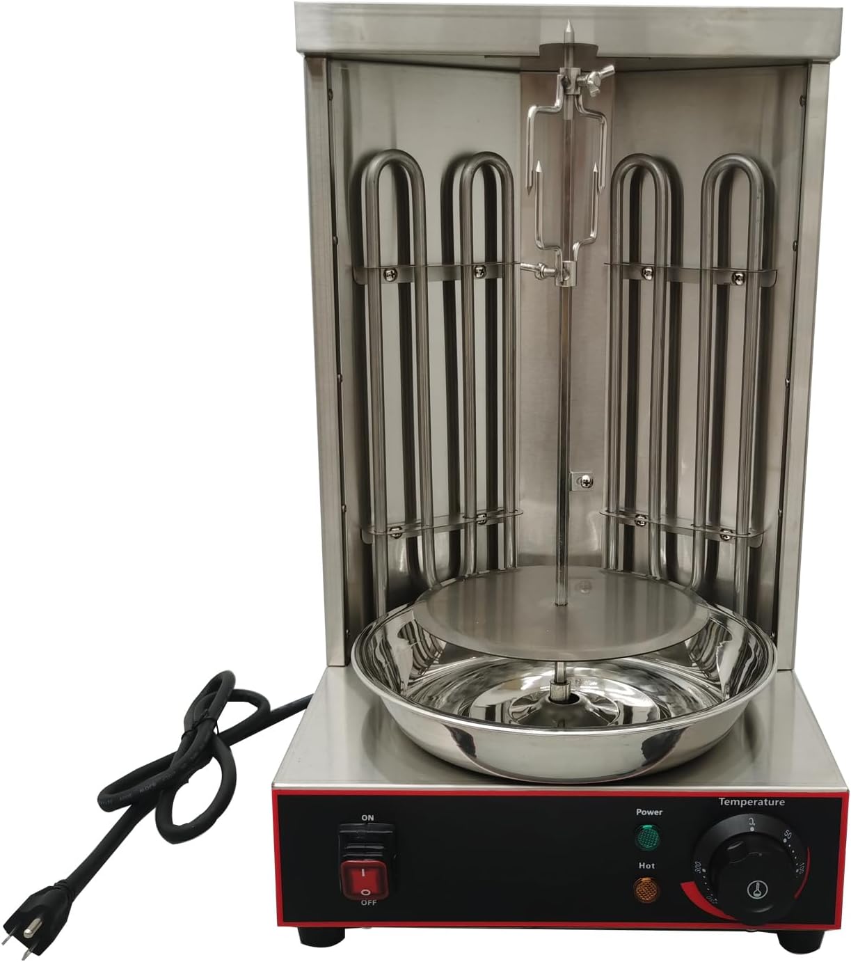 Electric Shawarma Grill Machine with 2 Burners Electric Turkish Barbecue Machine Vertical Rotating Broiler for Commercial and Home Use 110V 1700W