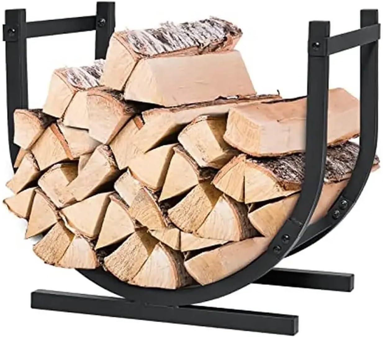 Firewood storage rack Outdoor Firewood Rack 19 Inches U-shaped Storage with Hollow Design Sturdy Steel Construction Large Capacity Log Holder Easy