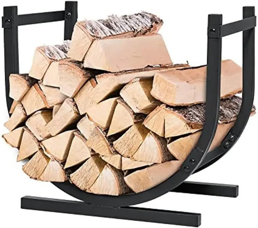 Firewood storage rack Outdoor Firewood Rack 19 Inches U-shaped Storage with Hollow Design Sturdy Steel Construction Large Capacity Log Holder Easy