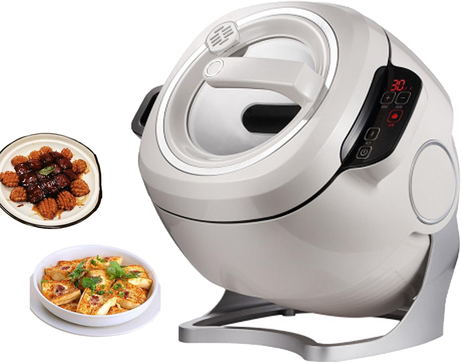 Multi-Function Stir-Fry Machine Cooker, Auto Cooking Wok Fried Rice Machine 360° Automatic Rotation, Drum Type Stir Frying Machine for Stir Frying, Stewing, Cooking