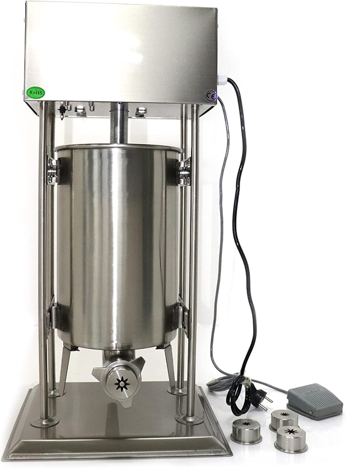 LOYALHEARTDY Churro Maker Vertical Type Churro Machine Electric Latin Fruit Machine, Fried Dough Sticks Machine for Home/Restaurant, Stainless Stee, 15L Capacity, 4 x Mold