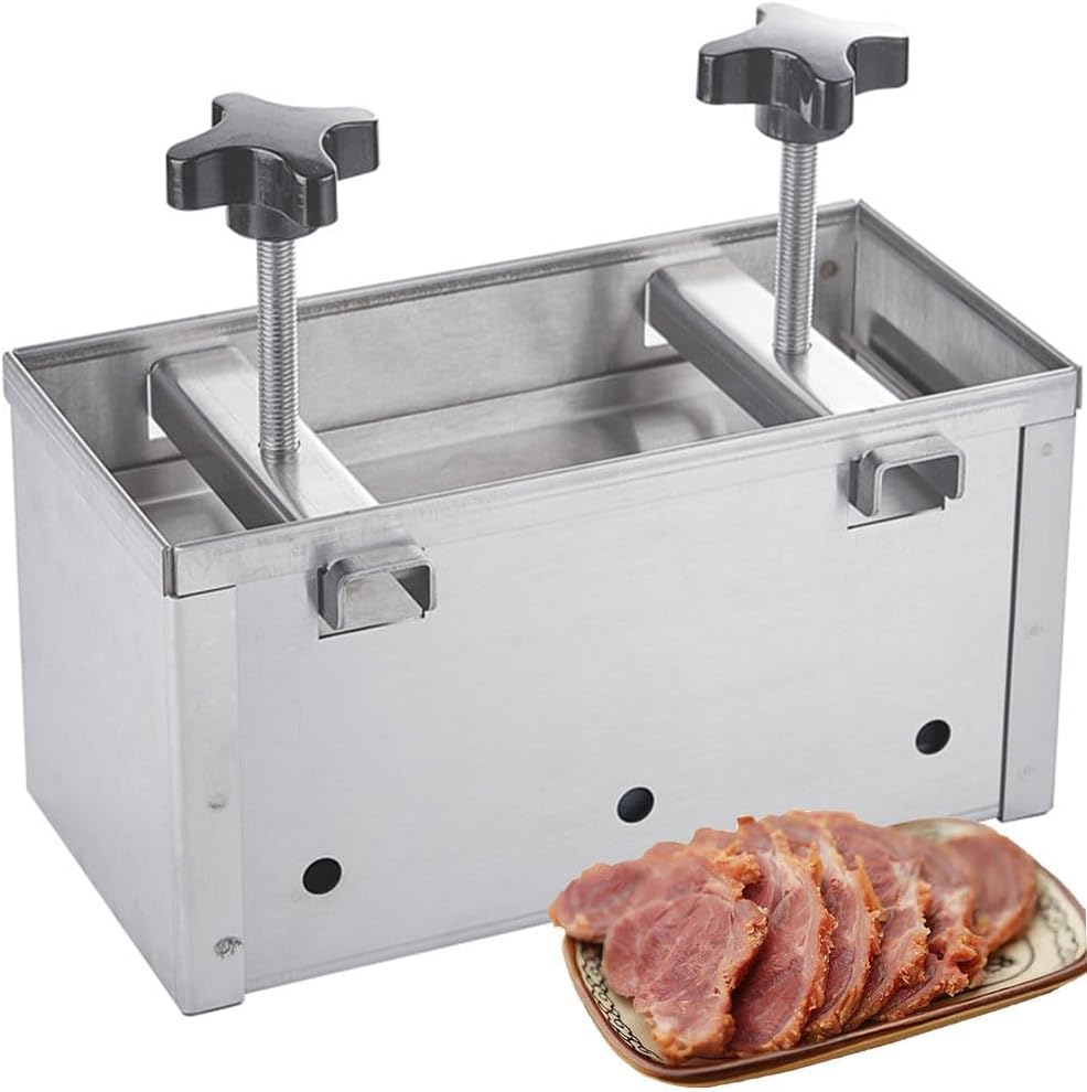 COYEUX Stainless Steel Ham Press Mould, Hamburger Patty Maker, with Twin-Screw Pressurization Device, for Stuffed, Burgers, Slider, Barbe