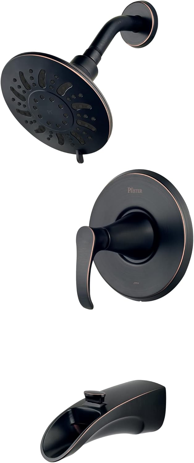 Pfister Brea Tub & Shower Trim Kit, Valve and Cartridge Included, 1-Handle, Tuscan Bronze Finish, 8P8WS2BRSY